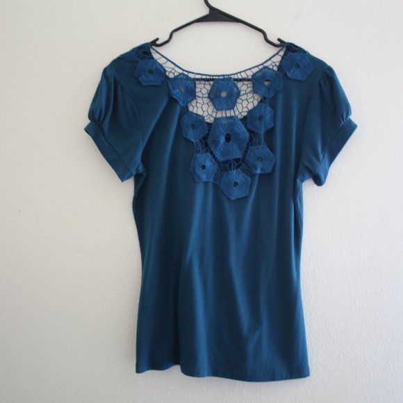 Vintage Susie dark aqua pullover top size small - Picture 2 of 3